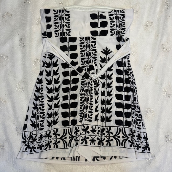 Vintage Y2K B. Moss Black & White Patterned Tie-Back Tube Top – Size Small - Picture 3 of 5